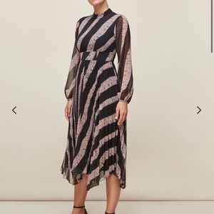 Whistles Shibori Print Pleated Dress